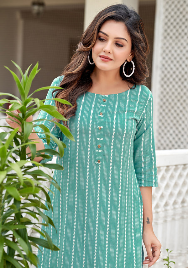 Rayon Print sky Kurti