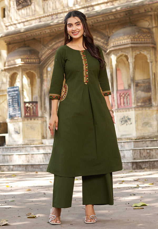 Women Ethnic Motifs Regular Gotta Patti Kurta with Palazzos-IV-1060