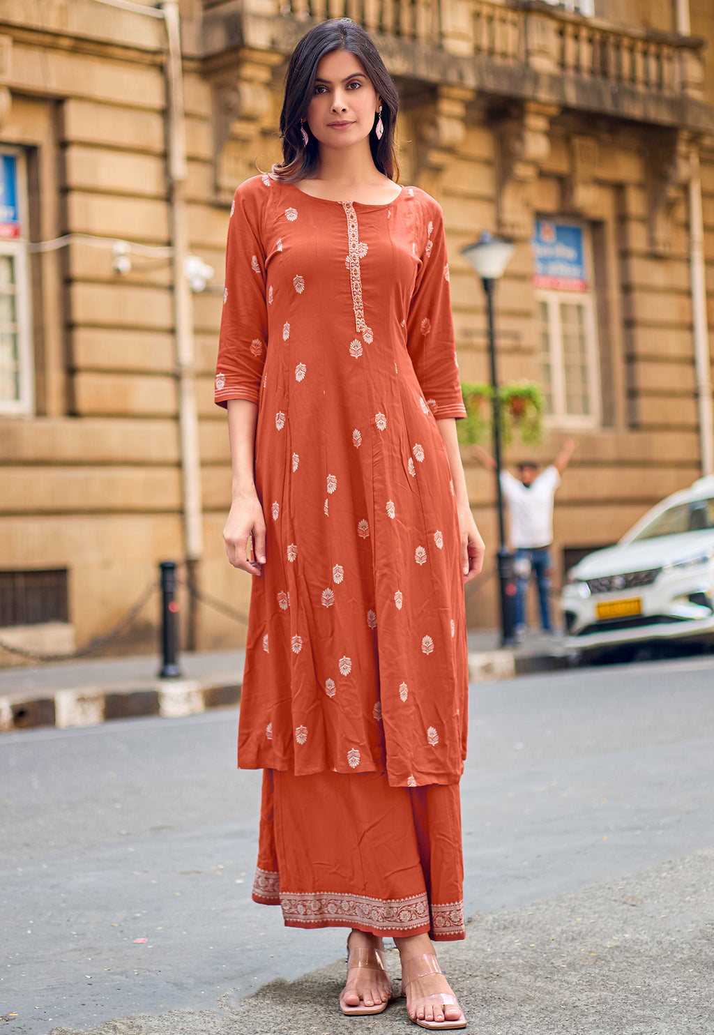Women Ethnic Motifs Printed A-Line Kurta with Palazzos-TORAL 2