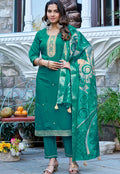 Women Ethnic Motifs Embroidered Regular Thread Work Kurta with Trousers & With Dupatta-KS-215