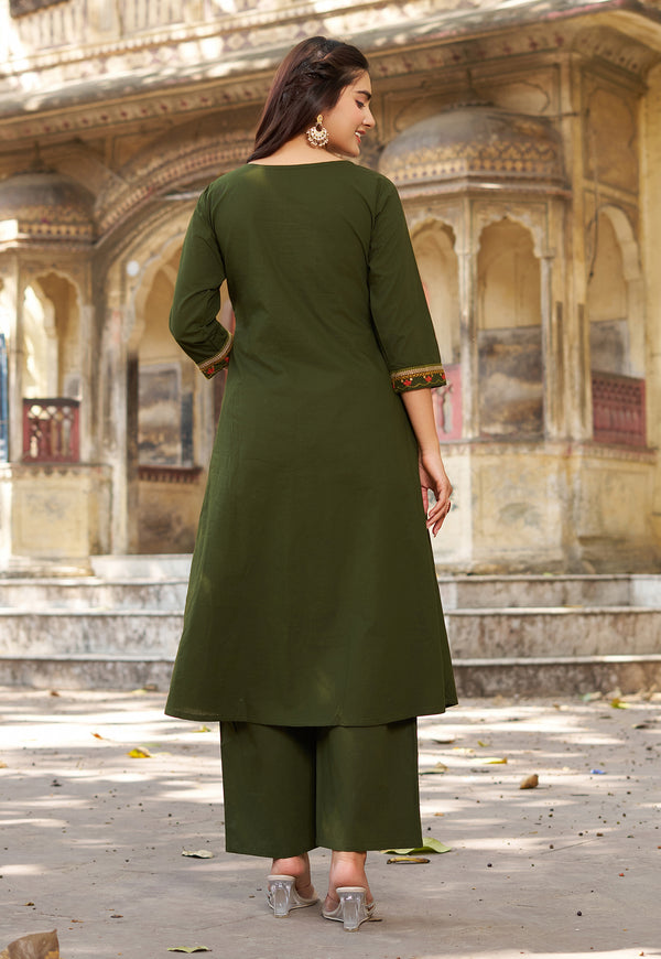 Women Ethnic Motifs Regular Gotta Patti Kurta with Palazzos-IV-1060
