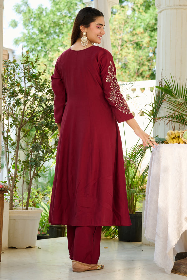 Elegant Mul Chanderi Kurta with intricate embroidery and Khatili work-KS-377