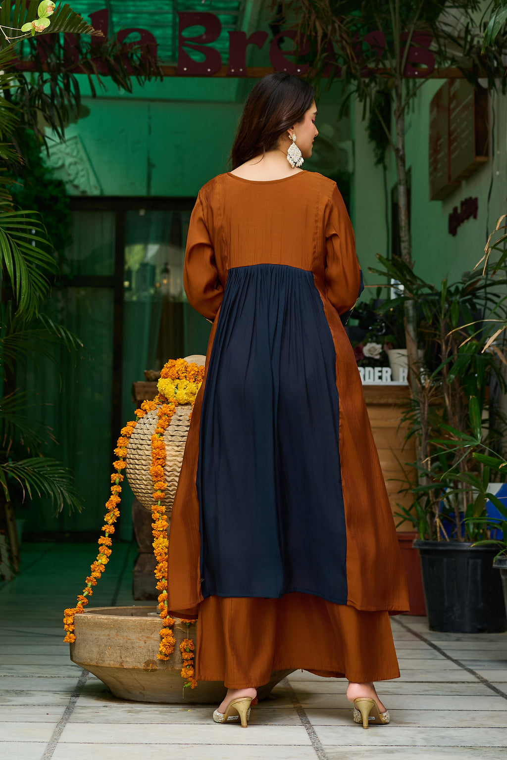 Women Ethnic Motifs Embroidered Empire Thread Work Chanderi Cotton Kurta with Trousers & With Dupatta-IV-1106