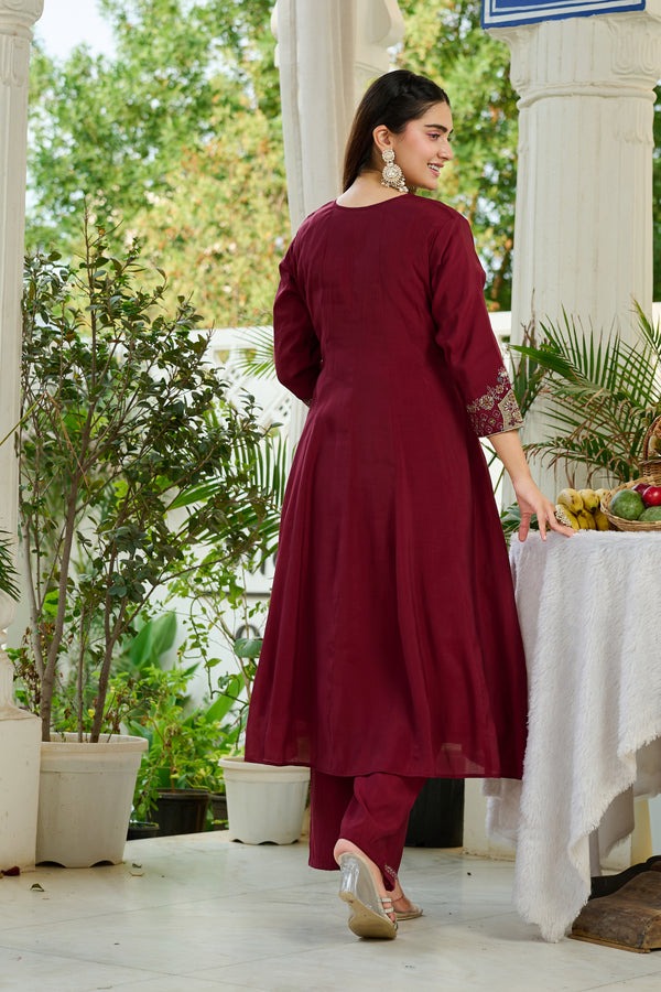Elegant Mul Chanderi Kurta with intricate embroidery and Khatili work-KS-372