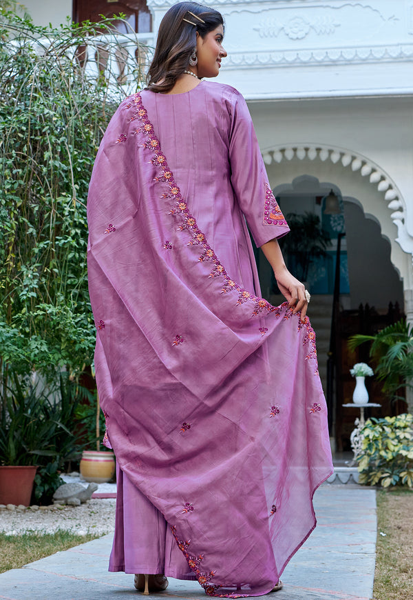 Women Ethnic Motifs Embroidered Thread Work Kurta with Sharara & With Dupatta-KS-216