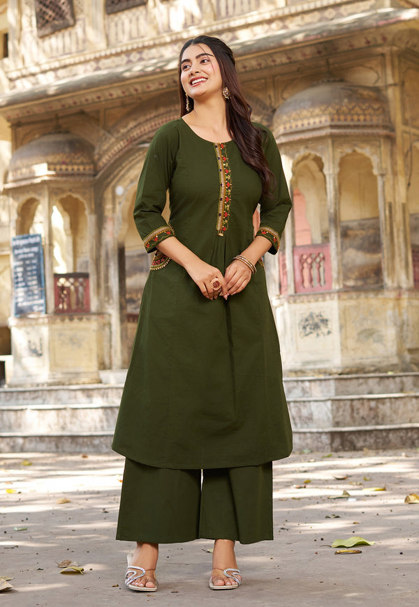 Women Ethnic Motifs Regular Gotta Patti Kurta with Palazzos-IV-1060