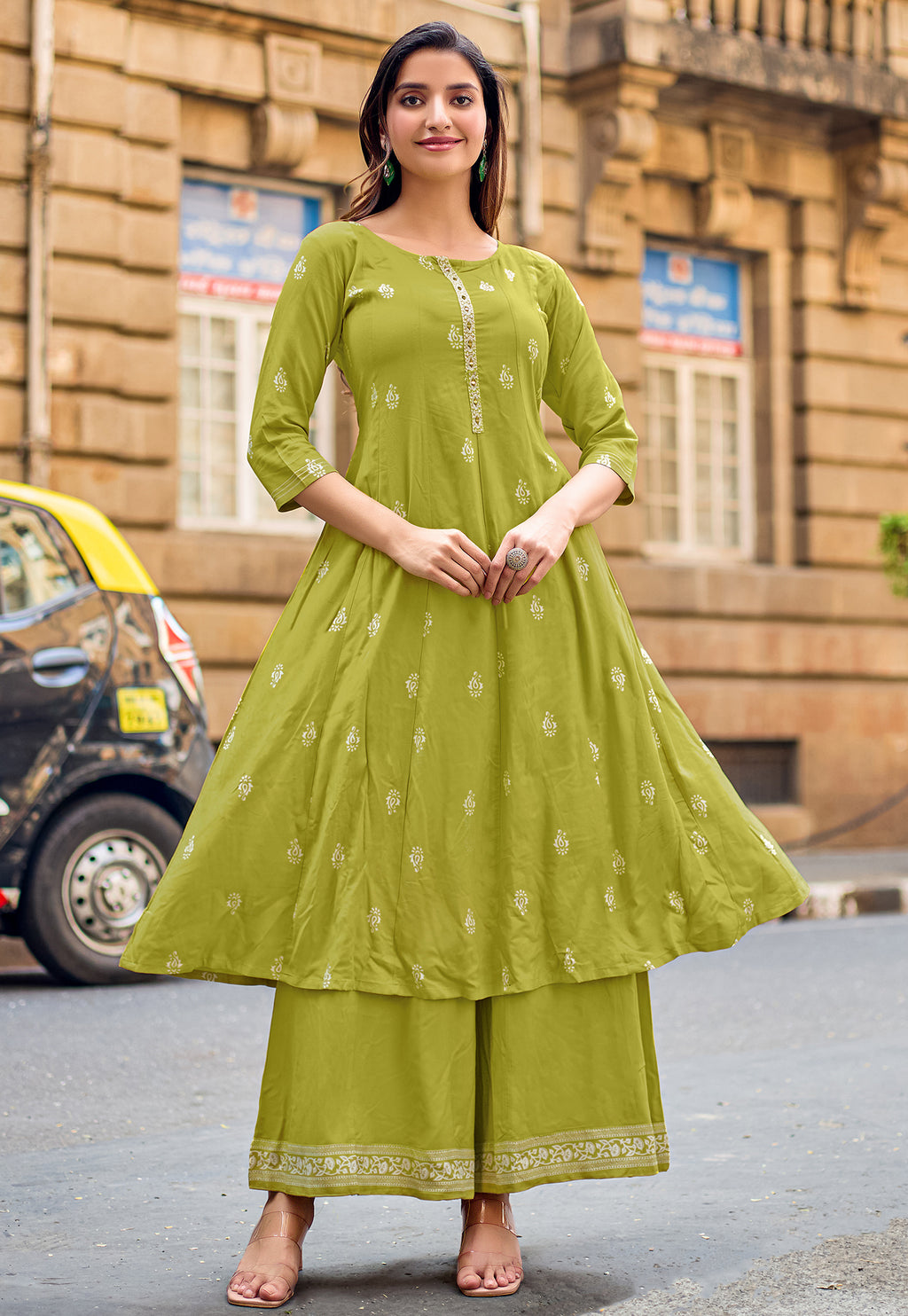 Women Ethnic Motifs Printed A-Line Kurta with Palazzos-TORAL 2