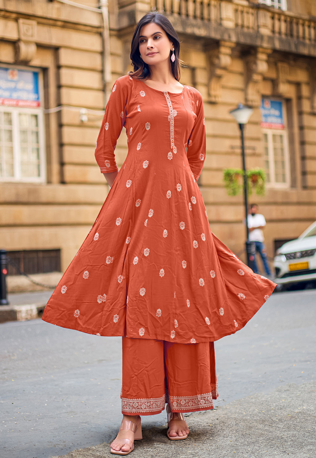Women Ethnic Motifs Printed A-Line Kurta with Palazzos-TORAL 2