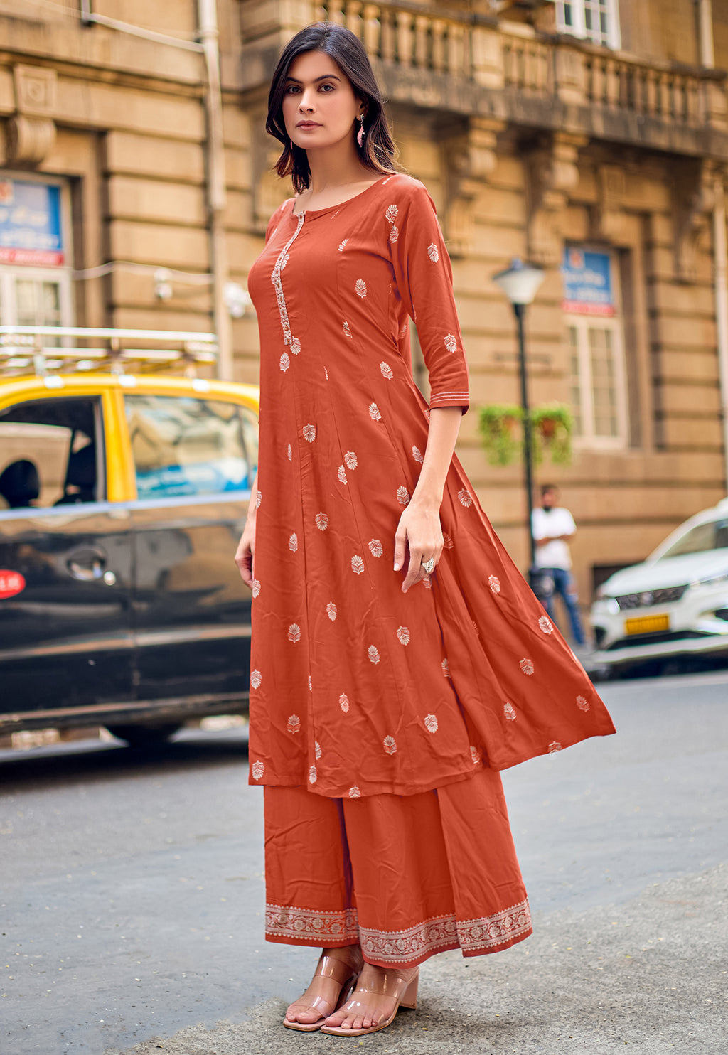 Women Ethnic Motifs Printed A-Line Kurta with Palazzos-TORAL 2