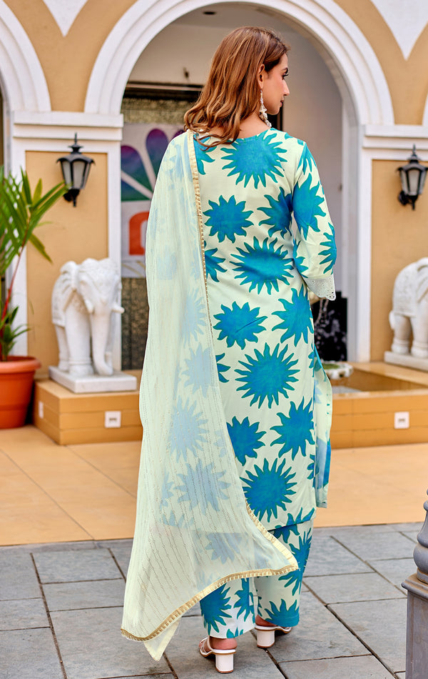 Women Floral Printed Regular Kurta with Palazzos-DISNEY-3