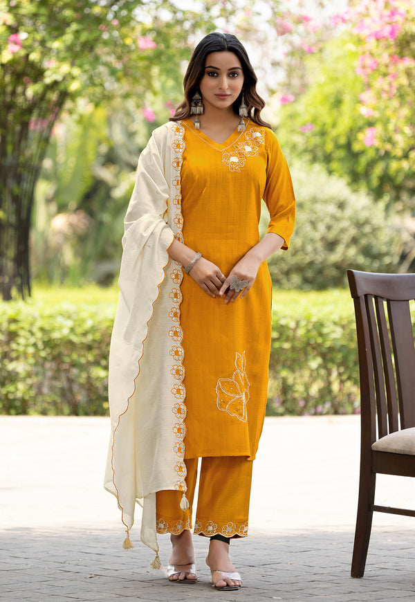 Women Thread & Hand work Viscose weaving Kurta With Trouser & Dupatta-ELITE