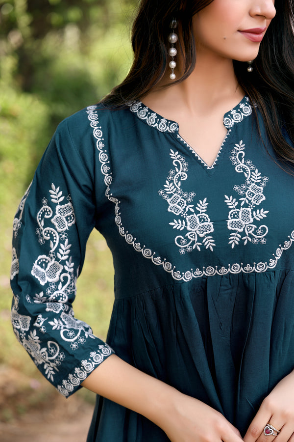 Embroidered Tunic With Trouser Co-Ords-HELISHA