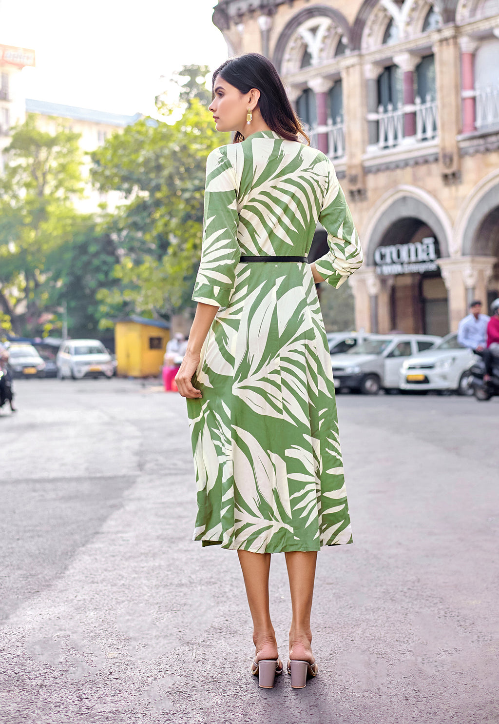 Women Embroidered Maxi Ethnic Dress-BELT-25