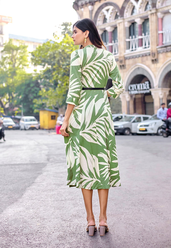 Women Embroidered Maxi Ethnic Dress-BELT-25