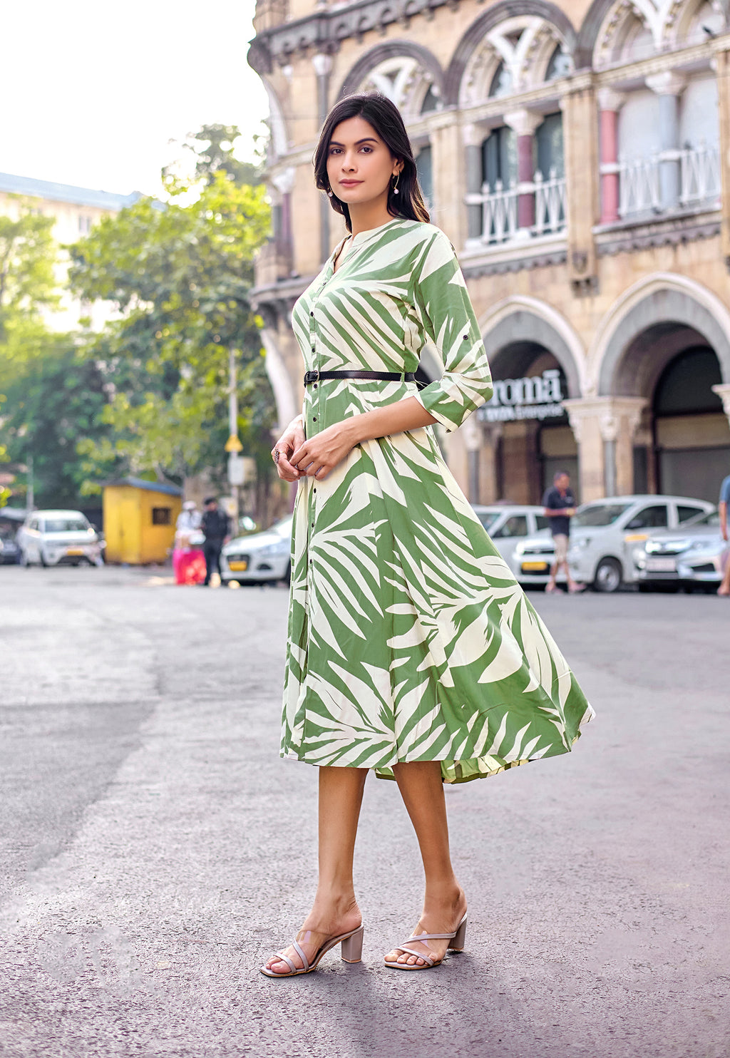 Women Embroidered Maxi Ethnic Dress-BELT-25