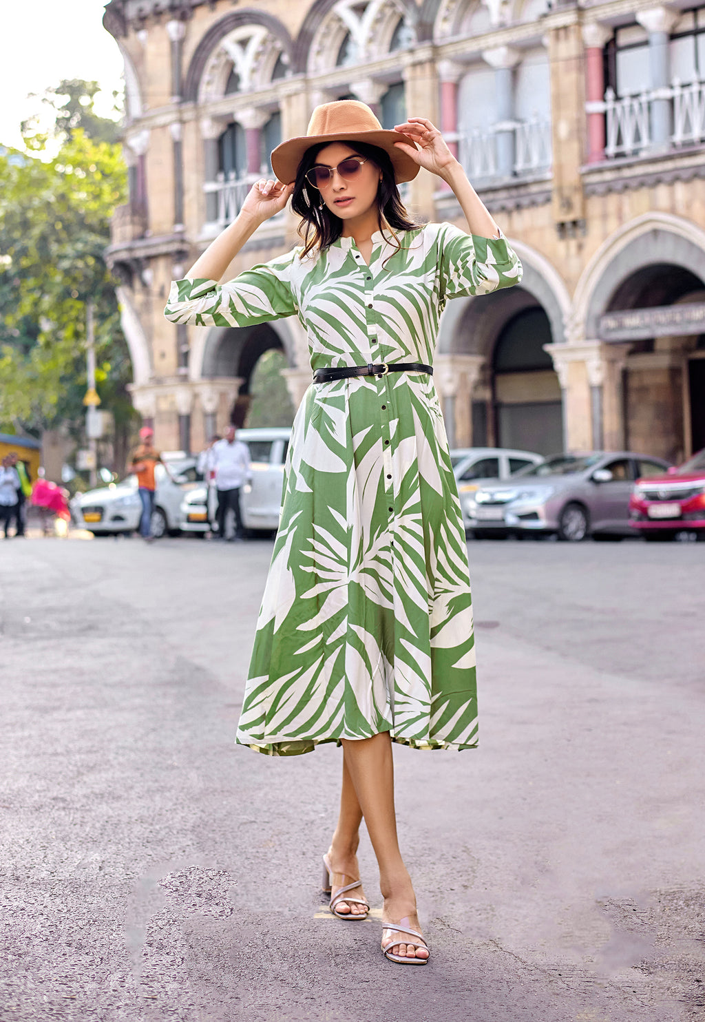 Women Embroidered Maxi Ethnic Dress-BELT-25