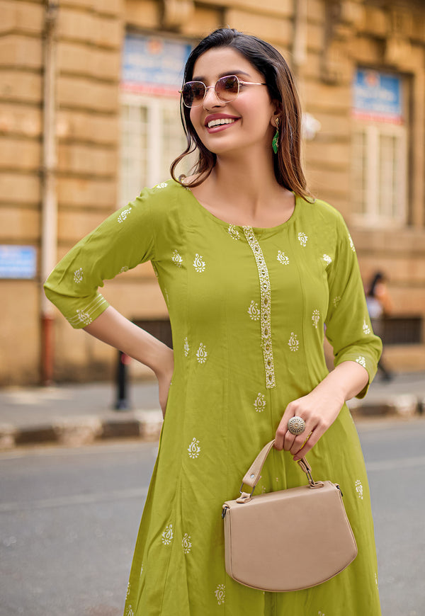 Women Ethnic Motifs Printed A-Line Kurta with Palazzos-TORAL 2