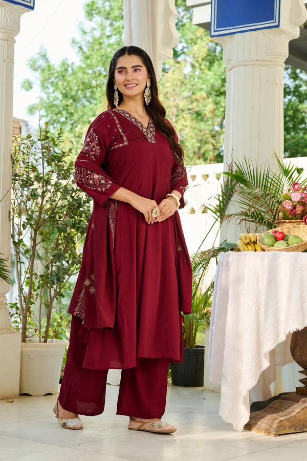 Elegant Mul Chanderi Kurta with intricate embroidery and Khatili work-KS-377