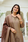 Women Grace Embroidered Silk Kurta Palazzo Set with Silk Dupatta-IV-1111
