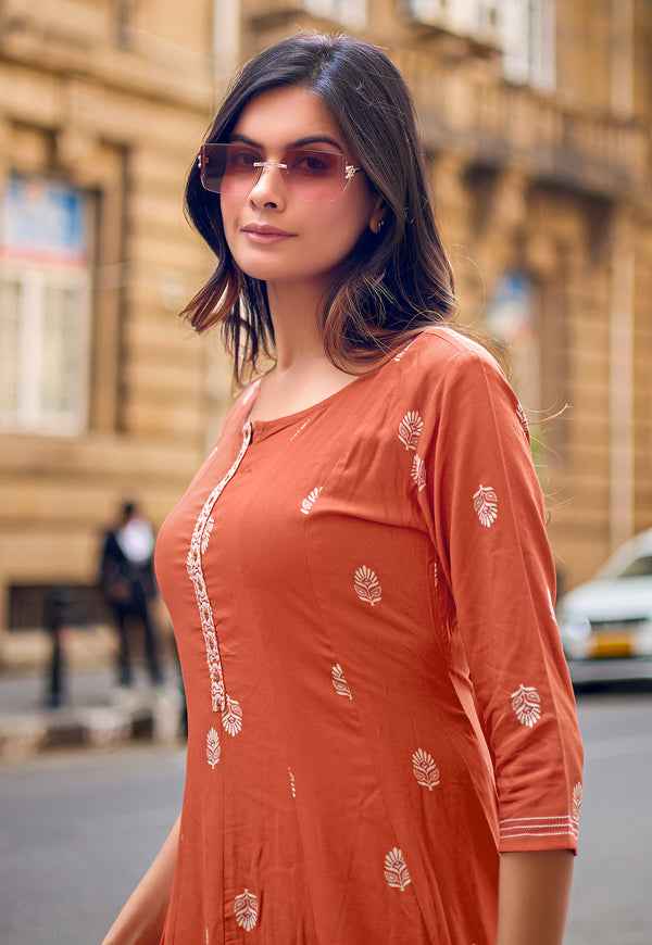 Women Ethnic Motifs Printed A-Line Kurta with Palazzos-TORAL 2