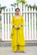 Floral Embroidered Pleated Anarkali Kurta with Palazzos & With Dupatta-8202