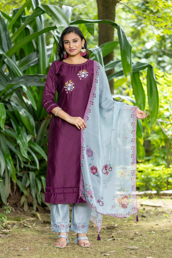 WOMEN STRAIGHT KURTA SET WITH DUPATTA