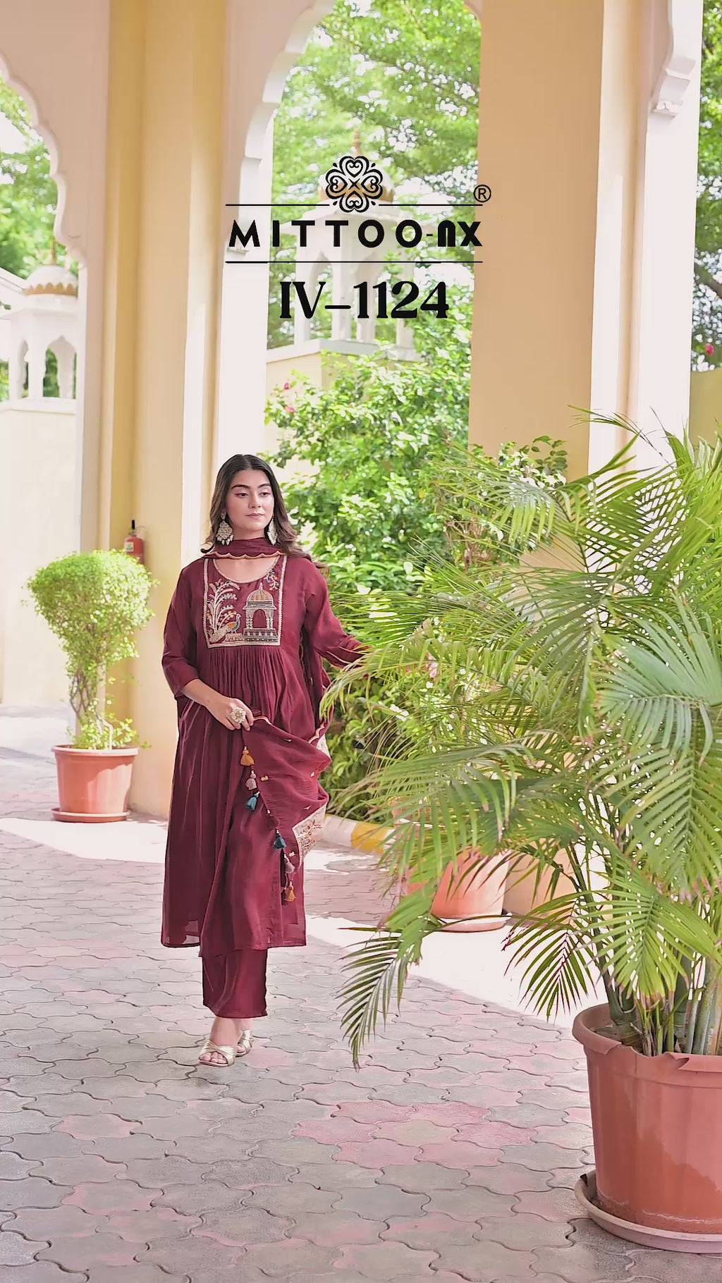 Women Ethnic Motifs Embroidered Empire Thread Work Chanderi Cotton Kurta with Trousers & With Dupatta-IV-1124